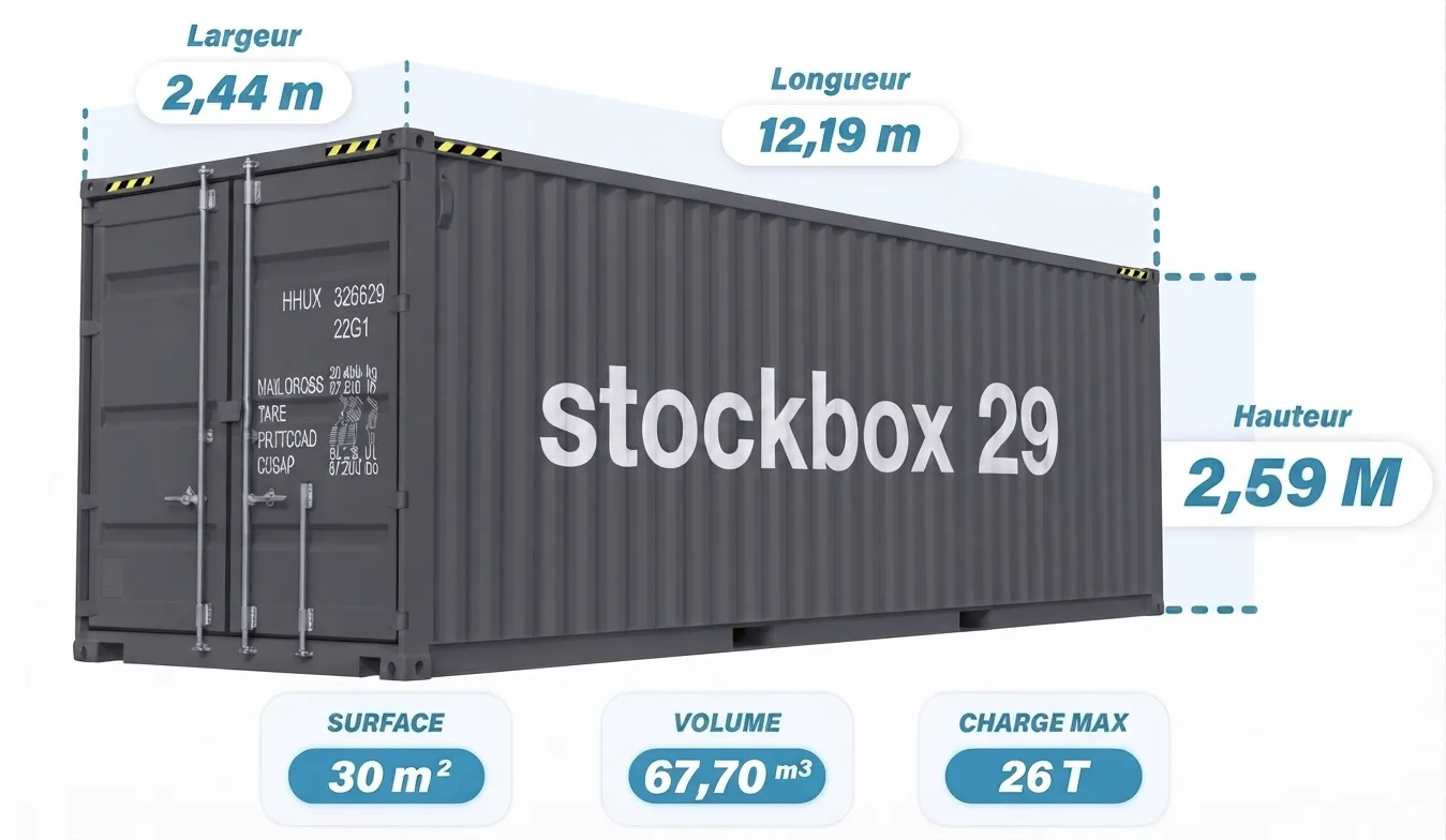 Intérieur d'un box de 30 m²